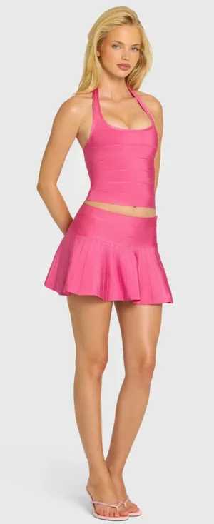 Oh Polly Bandage Skirt Set in Raspberry thumbnail 1
