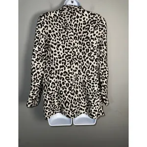 J.Crew Leopard‎ Print Linen-Blend Going-Out Blazer - Size 6 Neutral Animal Print thumbnail 4