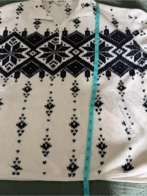Eddie Bauer 90s Vintage Fleece Pullover Sweater Jacket Snowflake Fair Isle Large thumbnail 7