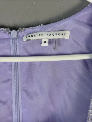 English Factory Lavender Tweed Dress with Puff Sleeves thumbnail 3