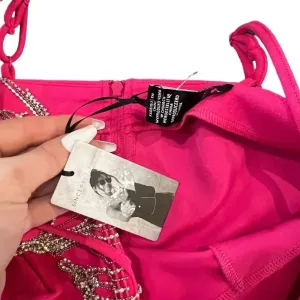 NWT Sincerely Jules Pink Corset Tank Top with Dangle‎ Rhinestones Size Medium thumbnail 4