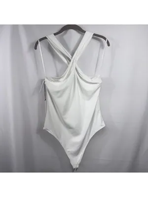 Babaton White Cross Neck Bodysuit XL NWT thumbnail 5