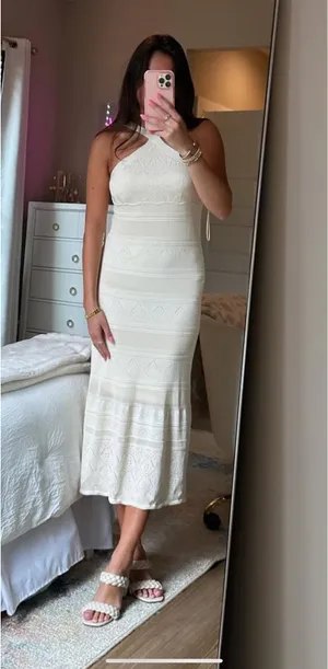 Boutique Cream Knit Midi Dress thumbnail 1