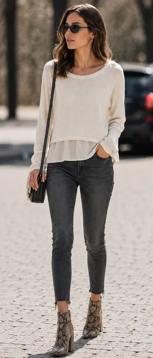 Generation Love Layered Sweater‎ Womens S White Split Back Ruched Minimalist thumbnail 1