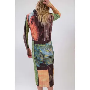 Free People x Arthur Apparel Fish Party‎ Box Pleat Shirt Dress Multi US 4 NEW thumbnail 3