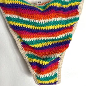 Forever 21 Y2K colorful crochet string bikini swim bottoms size‎ small boho cute thumbnail 9