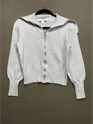 Magaschoni Size L Light Blue Zip Front Cardigan Sweater thumbnail 5