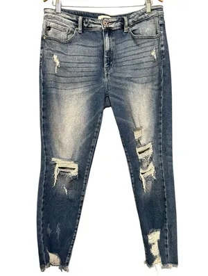 KanCan Women’s Size 15 31 Light Blue Wash High Rise Destroyed Ankle Skinny Jeans thumbnail 4