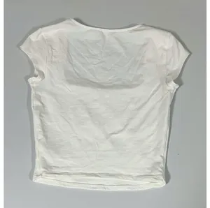 Garage White Solid Square-Neck Short Sleeve Shirt Top Blouse Tee Size S 🤍 thumbnail 5