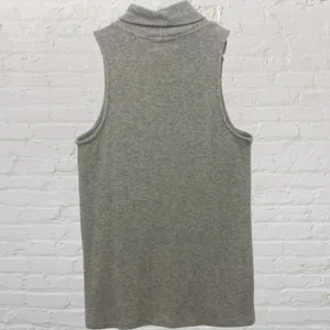Feel The Piece Oatmeal Sleeveless Knit Turtleneck Top M/L Ribbed Luxe Boho thumbnail 5