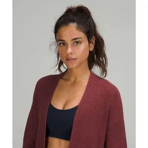 Lululemon Cashlu Long Open Cardigan Sweater Wrap Burgundy Wine Medium Large thumbnail 6