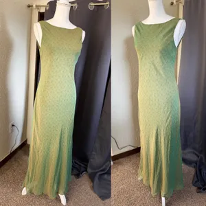 Vintage Tessuto Floral Fairycore Maxi Dress Women Medium Iridescent Green thumbnail 9