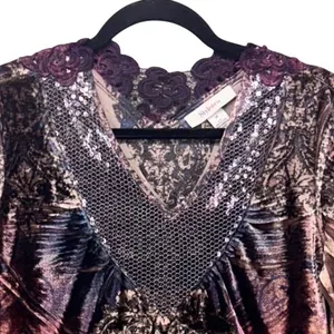 Style & Co Vintage Whimsigoth‎ Velvet Blouse Purple Medium thumbnail 3