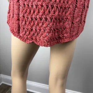 Red/Orange Crochet Knit Sweater Women's Open Weave Boat Neck 3/4 Sleeve‎ thumbnail 7