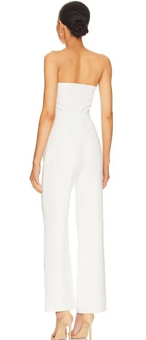 Superdown Jordan Tie Waist Jumpsuit in White Small thumbnail 2