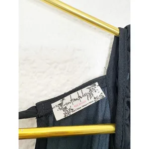 Free People Want Your Love Black Mini Dress Small Smocked Tie Back Boho Babydoll thumbnail 6