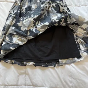 Merona Midi Skirt Womens XS‎ Black Grey Floral 100% Cotton Smocked Waist A-Line thumbnail 3
