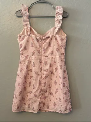 Princess Polly light pink floral eyelet sleeveless ruffle strap sundress size 6 thumbnail 9