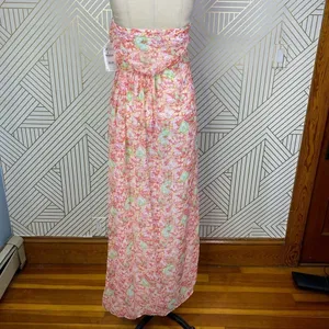 Zara‎ Basic Floral Strapless Maxi Dress in Pink Boho Draped Size US XS thumbnail 10