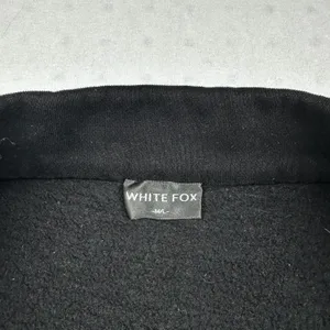 White Fox Project 5 Quarter Zip Pullover Black Oversized Sweatshirt M/L Graphic thumbnail 5