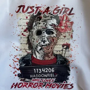 Halloween Horror Reusable White Tote Bag 13.5x13.5x4 NEW thumbnail 2