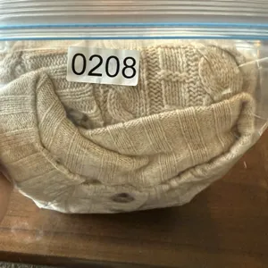 Banana‎ Republic Cardigan Sweater Sz Med Cashmere Blend Tan Cable Knit Mock Neck thumbnail 11