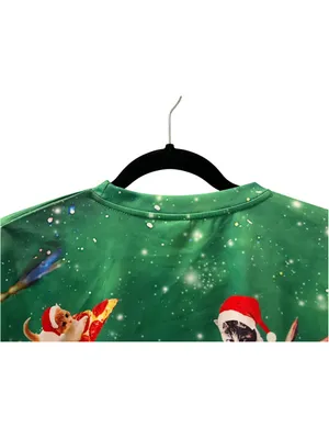 Funny Laser T-Rex Cat Pizza Pig Surf Space Ugly Christmas Sweater Unisex Size M thumbnail 9