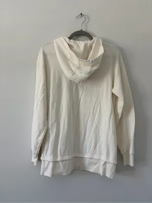 Athleta Sundown Alliance V Neck Hooded Casual Athleisure Cream Sweater S thumbnail 5