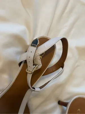 Coach | Melodie leather t-strap kitten heel sandals in chalk white | 7.5 thumbnail 3
