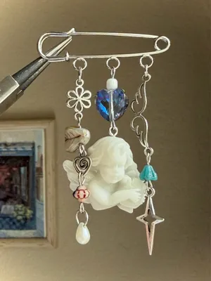 Handmade Czech glass beads mix bag charm👼🌀🩵 thumbnail 1