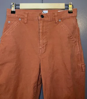 Gap Pants Womens 2 Orange Carpenter Denim Straight Leg Workwear Stretch thumbnail 2