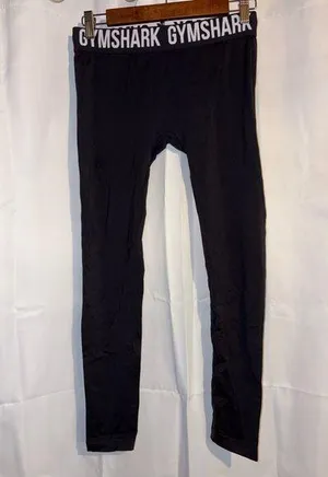 Gymshark Fit Leggings Black Women Size Small Athletic Wear Logo Waist Band thumbnail 1