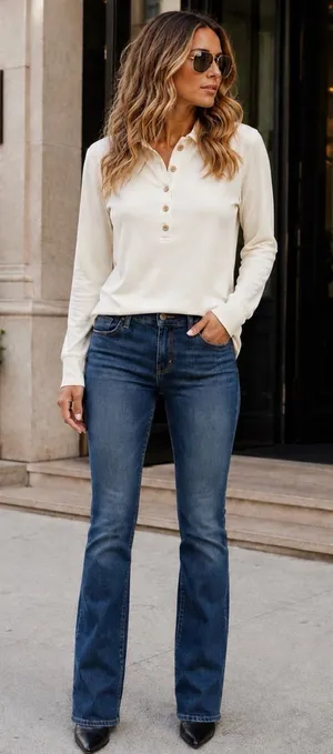 J. Crew Ivory Button-Henley Long Sleeve Top thumbnail 1