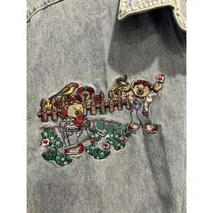 Bobbie Brooks Vintage‎ Embroidered Garden Bears Denim Shirt Womens Large Cottage thumbnail 3