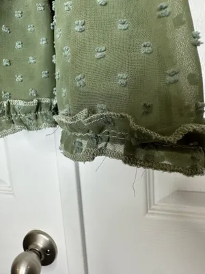 Trixxi Sage Green Swiss Dot Smocked Mini Dress Size Small Boho Cottagecore thumbnail 3