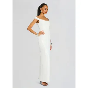 Retrofête Jazmina White Sequin One-Shoulder Gown – Size Small‎ – NWT thumbnail 3