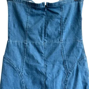 HELLO MOLLY The Eve Denim Mini Dress S Blue Sleeveless Cotton Stretchy thumbnail 9