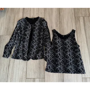 Blu Sage Two Piece Cardigan Tank Set Black Sparkle Silver Snake Print Womens XL thumbnail 11