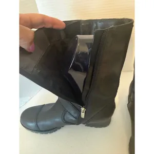 Marc Fisher Womens‎ Black Leather Moto Boots Buckle Strap Mid Calf Cap Toe 9M thumbnail 8