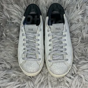 P448 John leopard print lace up distressed sneakers women’s shoe size 7 thumbnail 3