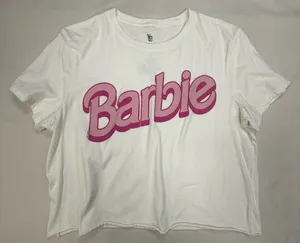 Junk Food Clothing White Tee with Pink Barbie Logo thumbnail 1