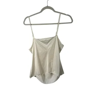 Vanity Fair Cream Lace Satin Babydoll‎ Tank Top Y2K Vintage Womens 38 Large thumbnail 5
