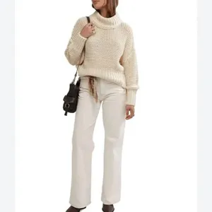 Free People My Only Sunshine Ivory Cream Chunky Open Knit Sweater Size Large thumbnail 11