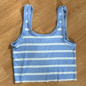 Aerie Light Blue and White Striped Crop Top thumbnail 3