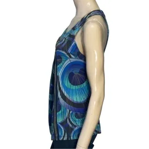 Anthropologie One September Women’s Size M Turquoise Peacock Print Tank Top thumbnail 3