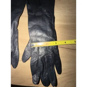 Vtg Long Gloves Black Leather Women's Sz 7 Made In Italy‎ Unmarked J thumbnail 3