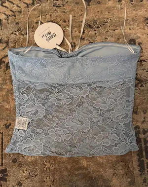 Princess Polly Winnick Strapless Lace Top Blue thumbnail 1