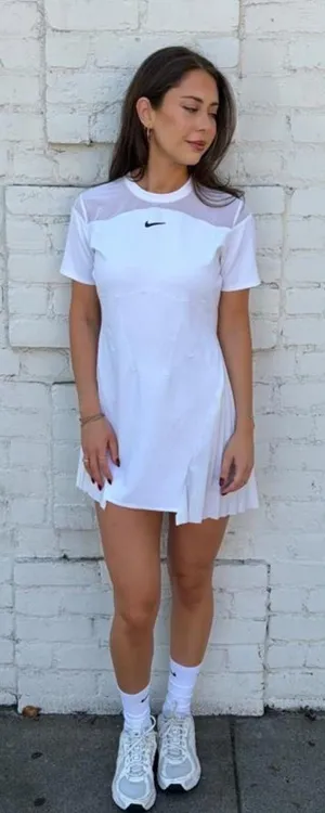 Nike drifit white tennis dress with accordion skirt Sz M slim fit #tennis #athletic #pickleball thumbnail 1