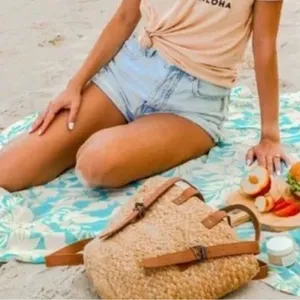 NWT XIX Palms Beachly The Shore Break Jute Insulated Picnic Cooler Backpack NEW thumbnail 15