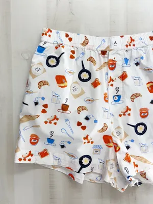 ANTHROPOLOGIE breakfast printed lounge sleep boxer shorts L thumbnail 2